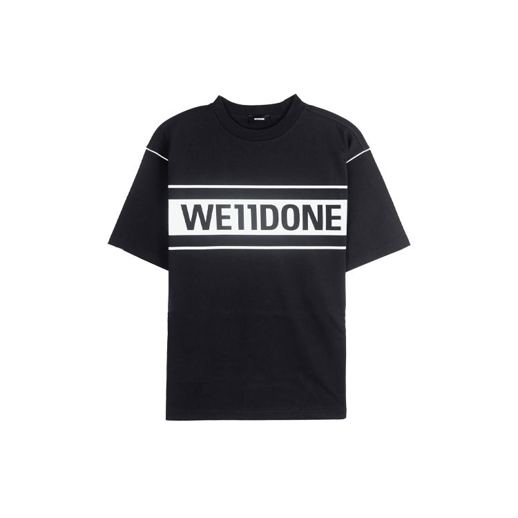 WE11DONE Classic Laser Reflective Letter Logo Unisex Printed Round Neck Short Sleeve T-Shirt Unisex T-Shirt Black WD-TP5-19-940-BK