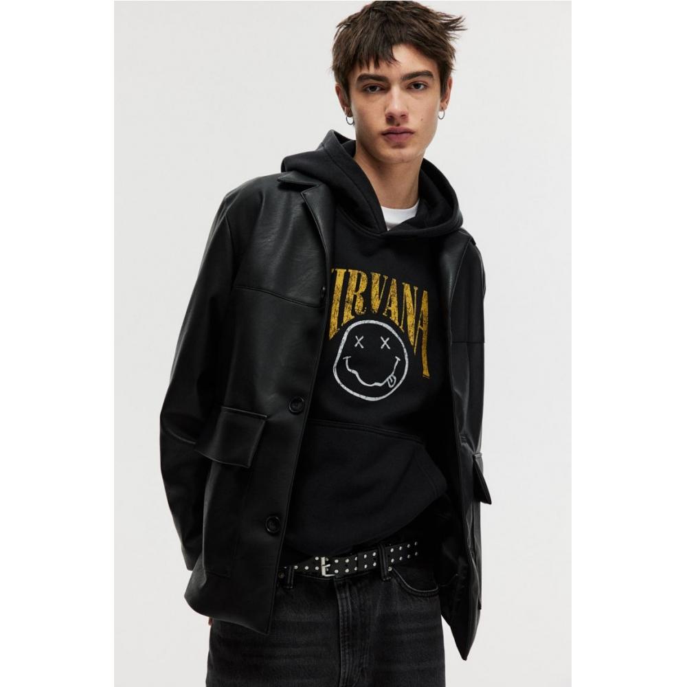 

Толстовка с капюшоном HM Oversized Print Black Nirvana XL