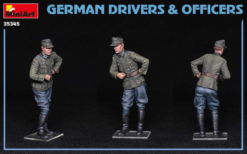 MiniArt Scale German Soldier Driver Officer Set Plastic Model Kit MA35345 1/35 & (4 Figures)