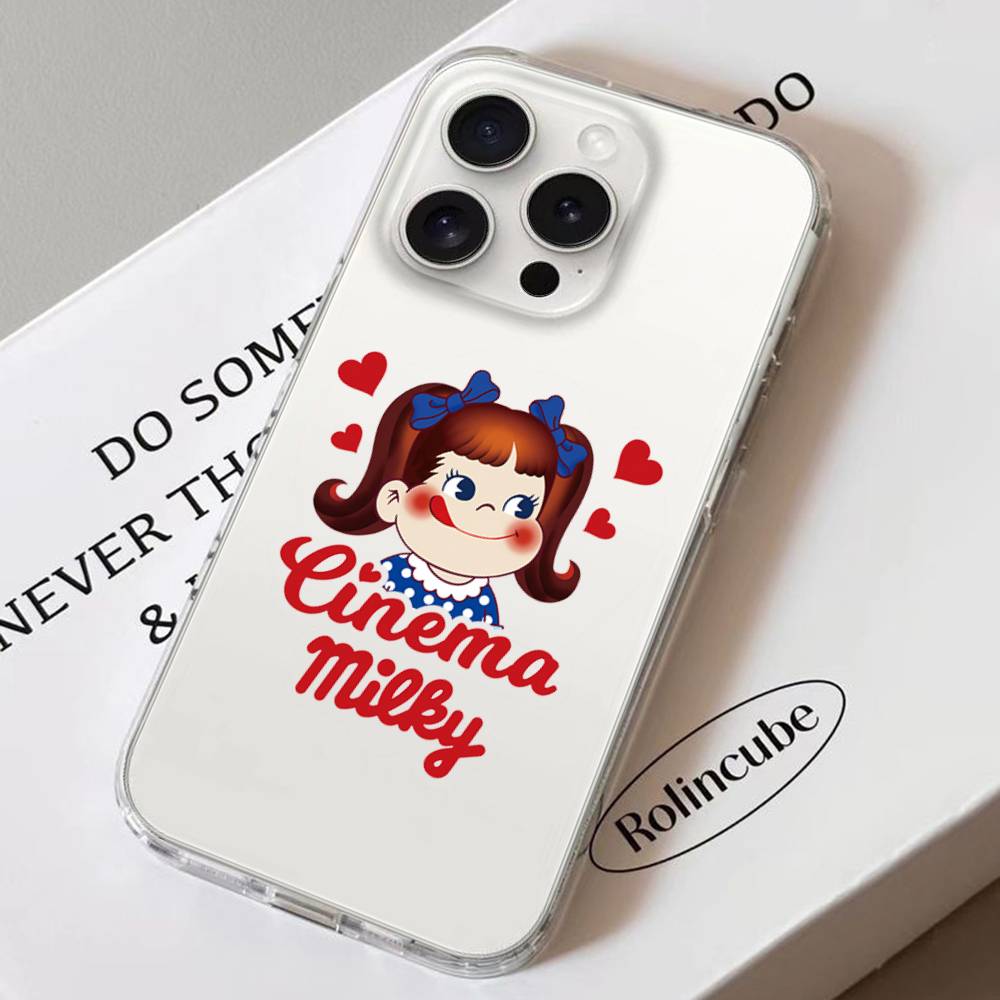 Fujiya Milky Peko Chan Phone Case For IPhone 17 16 15 11 14 12 13 16 Pro Max X XR XS Max Plus Clear Soft Cover