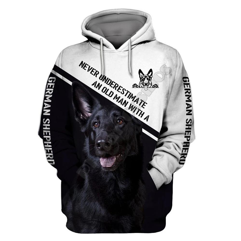 Never Underestimate An Old Man With A German Shepherd 3D All Over Printed Hoodies Pullovers Street Tracksuit Love Dog 01
