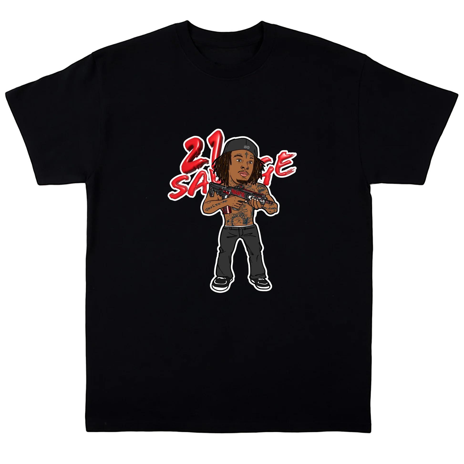 

Rapper 21 Savage creativity Cute Style graphics 100Cotton shirt Unisex Retro 2026 Summer Y2k Hip hop unisex Short sleeve Tshirt M