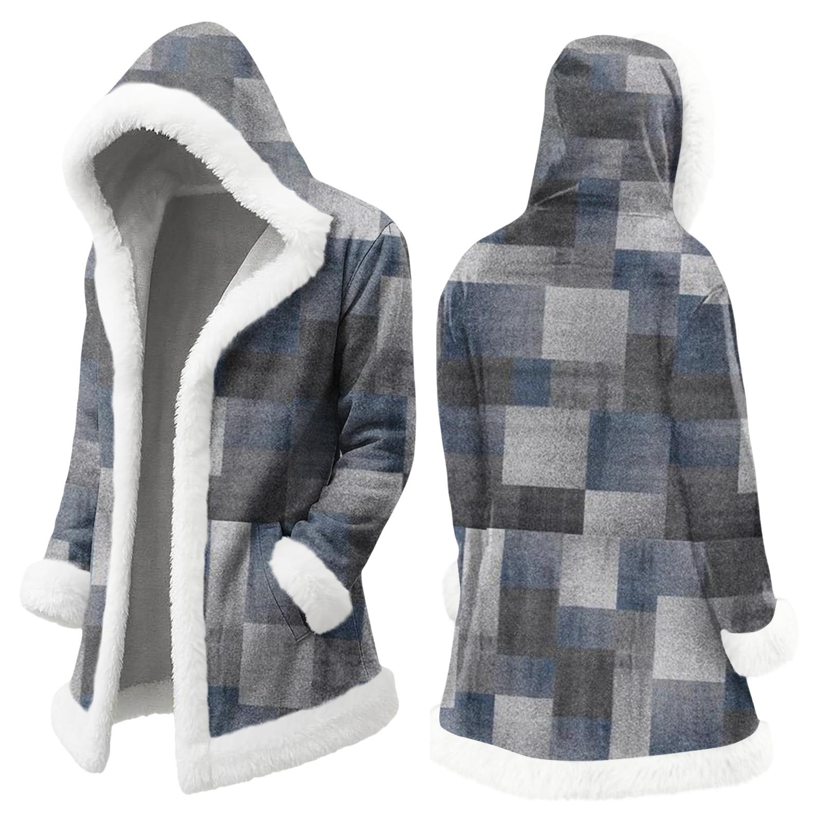 

Унисекс Повседневная и Модная Куртка с Капюшоном и Плюшевым Воротником, с Длинными Рукавами и Цветочным Градиентным Принтом XXL