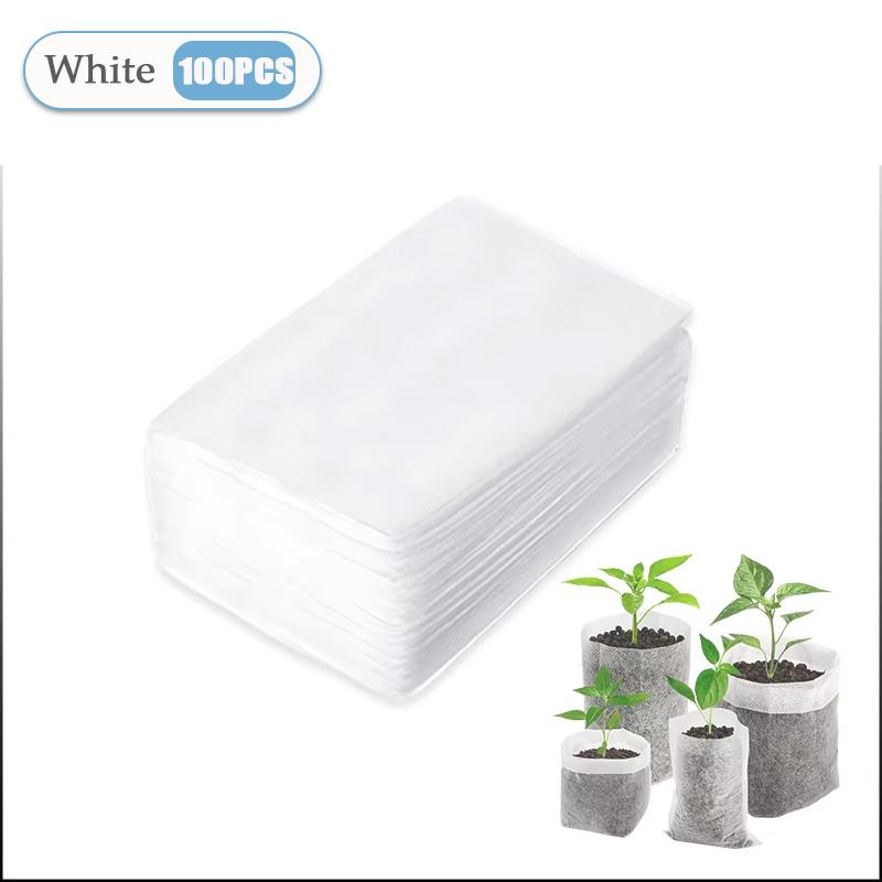 

100-1000PCS Seedling Bags Degradable Non-Woven Nursery Bags Fabric Seedling Grow Bags Plant Pouch for Garden Agricultural Supply Plain 8x10cm