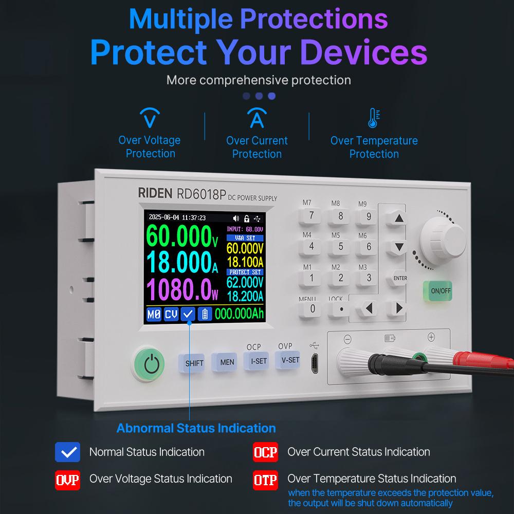 RD RD6018P  AC to DC Digital Adjustable Lab Bench Power Supply for Repair Completed Set 60V 18A 1080W or RD-1200-68 1200W PSU