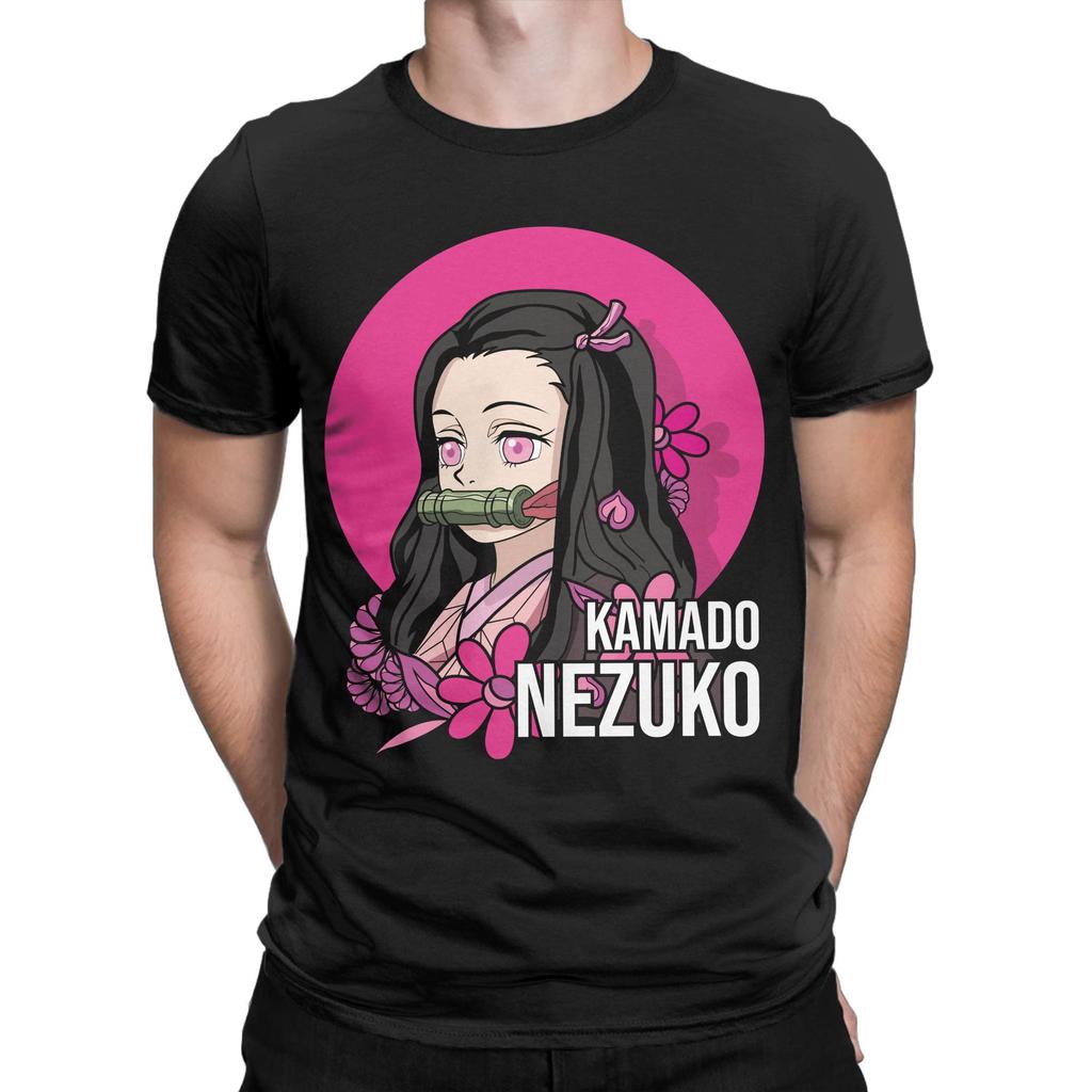 Anime Demon Slayer Nezuko T Shirt for Men Pure Cotton Vintage T-Shirt Round Collar  Tees Short Sleeve Clothes Summer