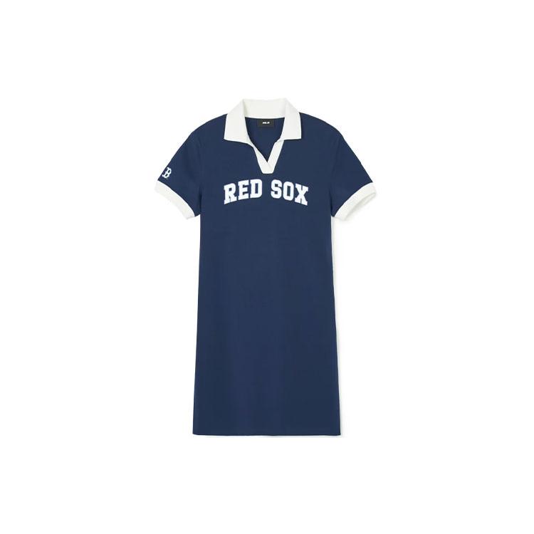 New MLB Short Sleeved Dresses Women's Marine Blue 3FOPV0143-43NYS