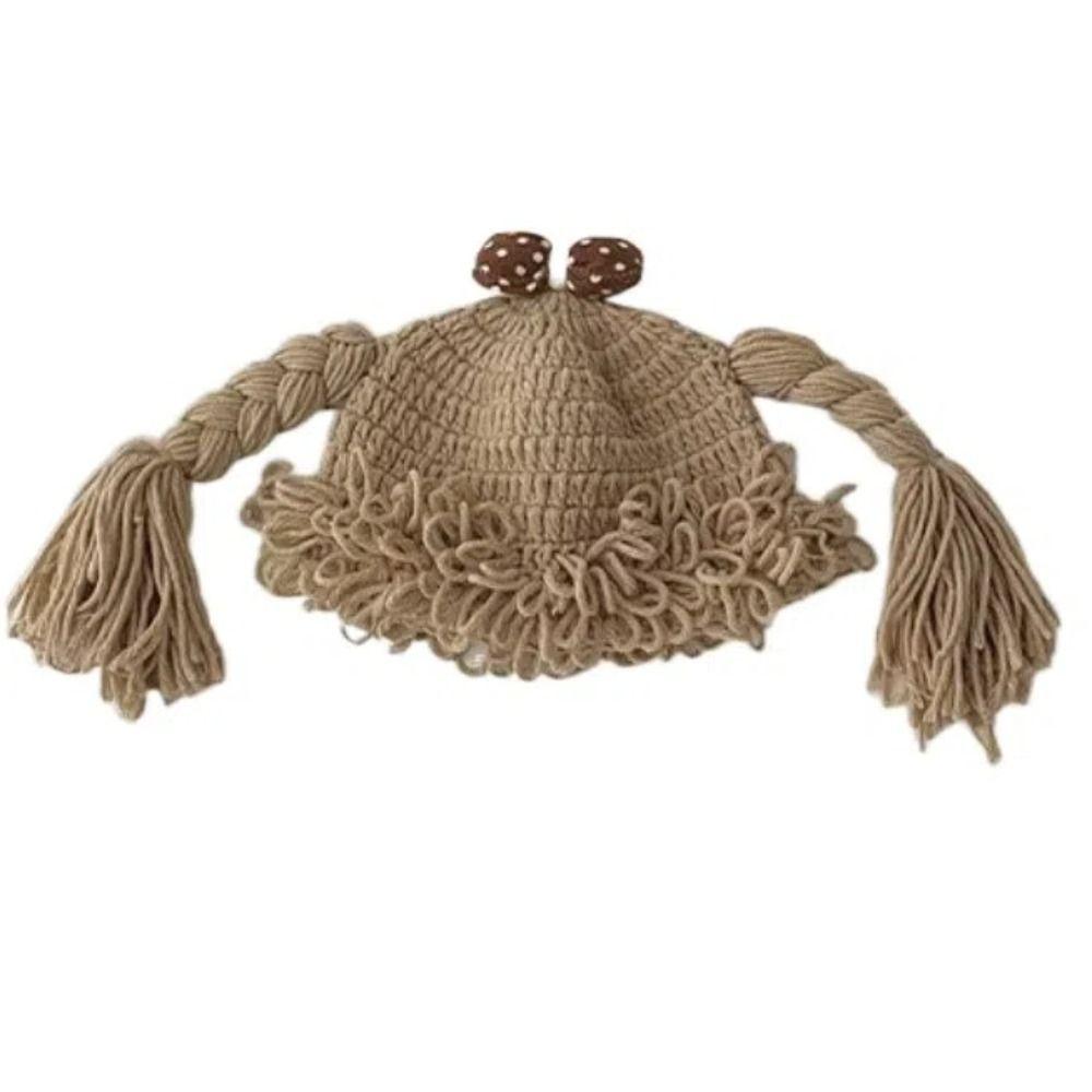 Breathable Baby Braid Wig Hat Windproof Newborn Headgear Fashion Kids Knitted Hat Winter