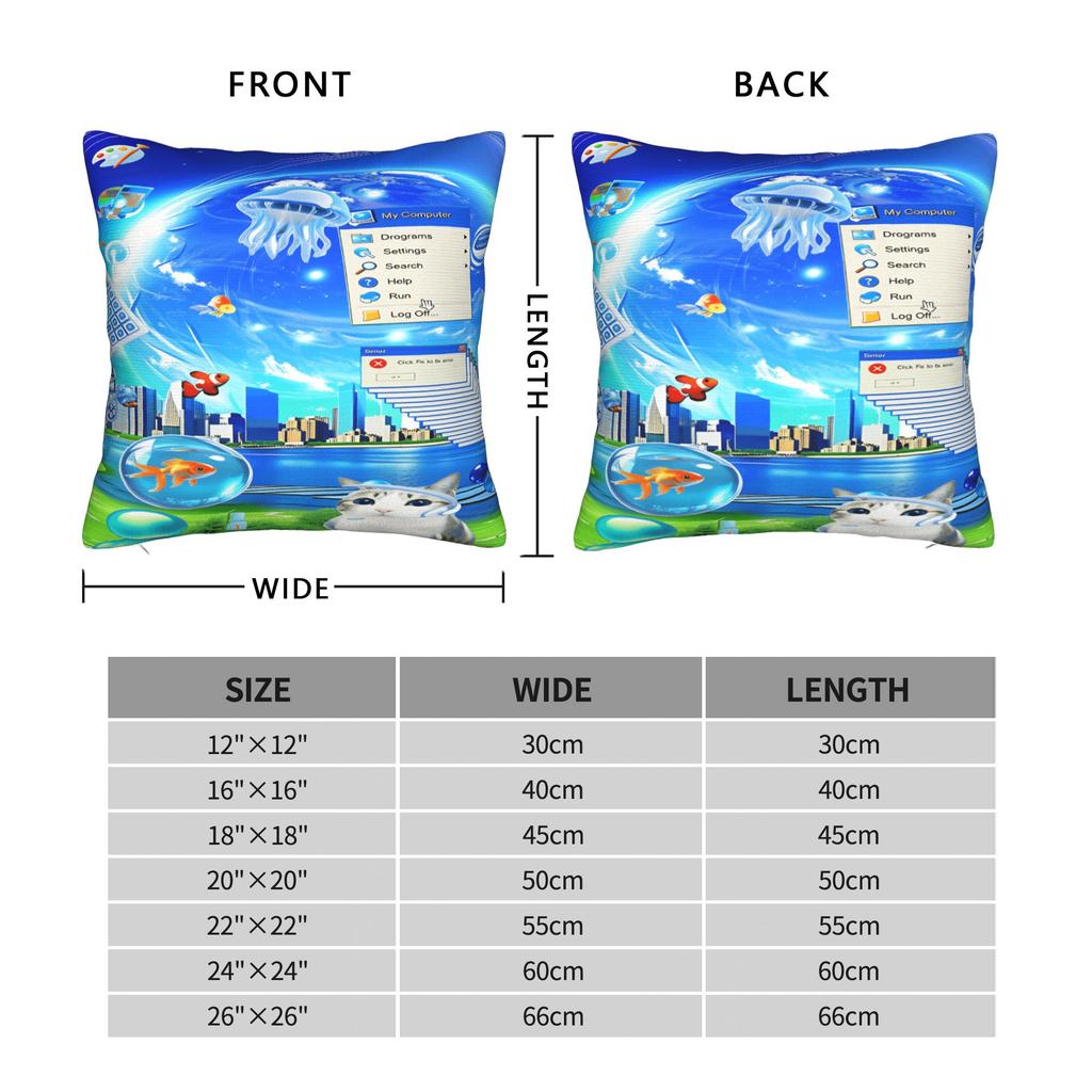 Frutiger Aero Cat Pillow Case Comfy Pillow Cover For Sofa Bedroom Home Decor Funny Cushion Cover