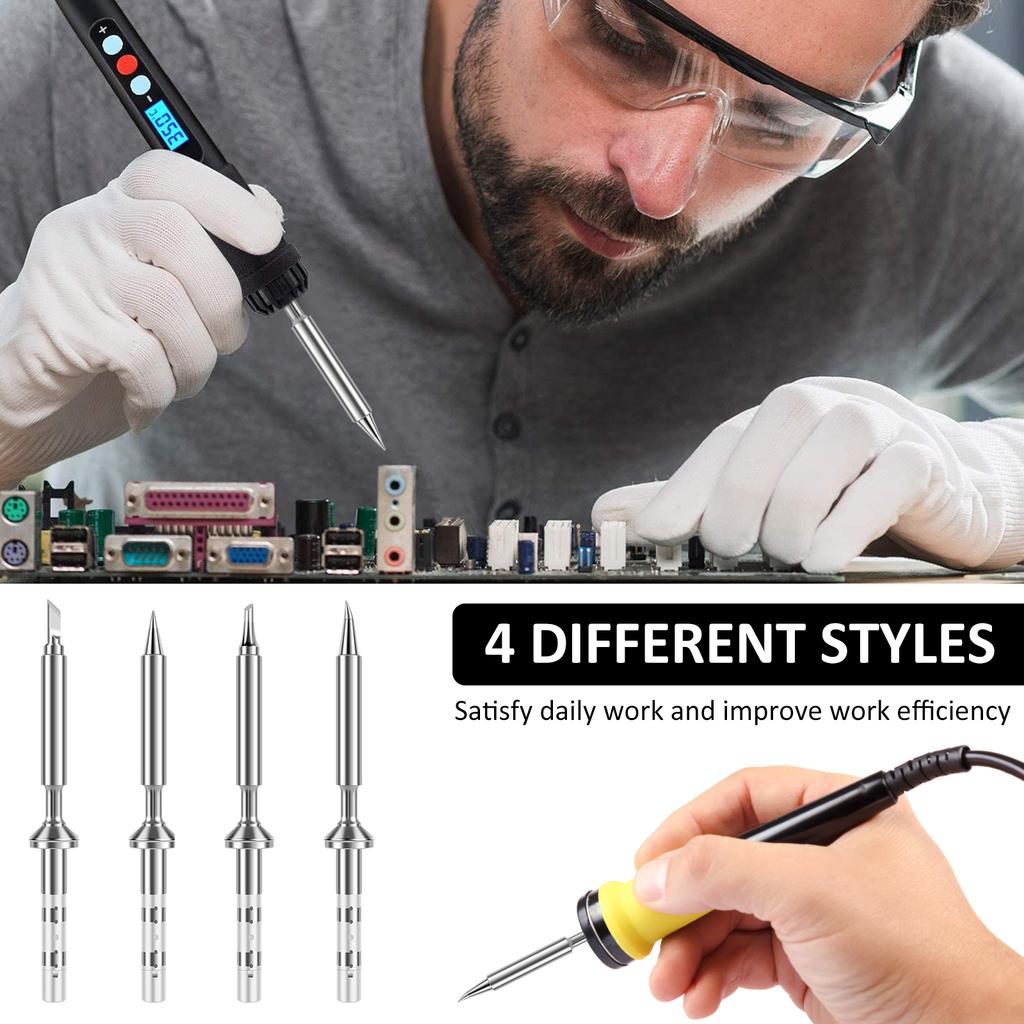 Mini Pencil Soldering Iron Tips Replacement for Pinecil Micro Soldering Iron, PTS200/TS100 Portable Solder Pen Tool Soldering Ac