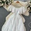 Sexy Flounced French Embroidery Off The Shoulder Holiday Dress Women New Fashion Elegant Beach Chic Boho Dresses
