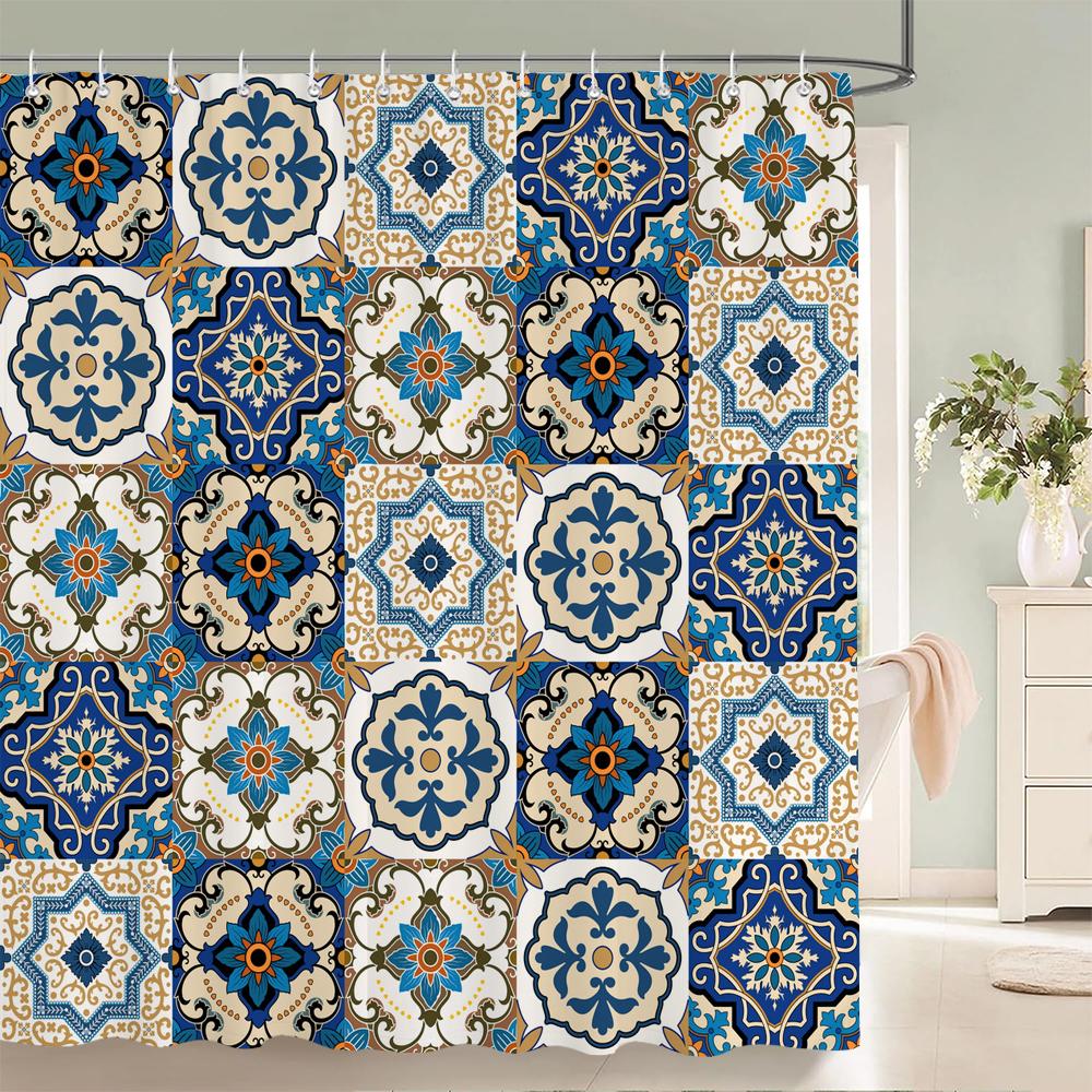 Waterproof Shower Curtain For Bathroom Bohemian Pattern Printing Bathtub Curtains Fabric Polyester Bath Curtain With Hooks