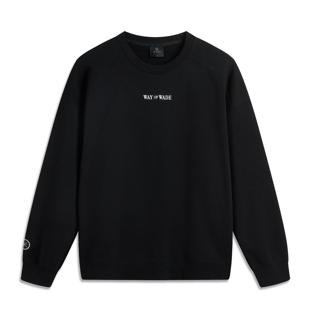Li-Ning Comfortable Casual Simple Loose Round Neck Pullover Sweatshirt Men sweatshirt Black AWDV049-1