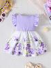 Infant Toddler Girl Floral Butterfly Dress, Ruffle Sleeve Bow Accent Dress, Casual Summer Outfit 6-36M
