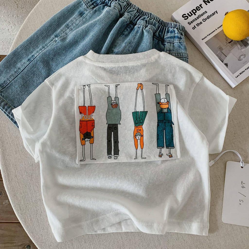 2026 Summer Children's Cartoon Applique T-shirt – Short Sleeve, Loose Fit, Breathable