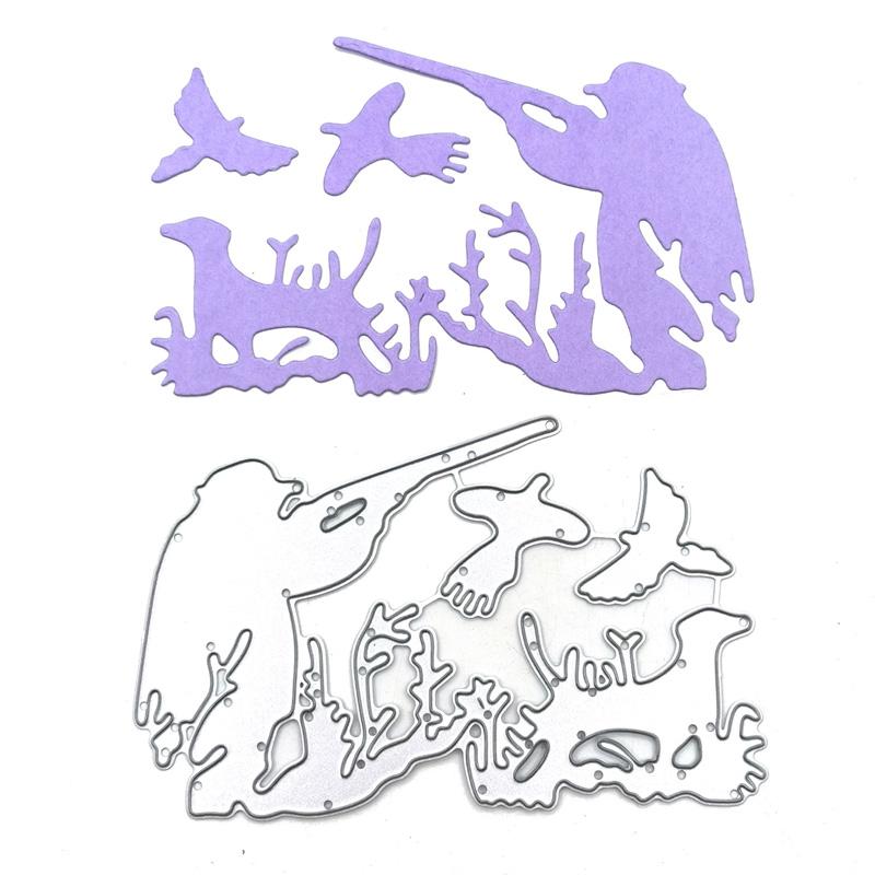 Jagdjäger, Jagdhunde und Spieldesign-Stile, Metall-Stanzformen, DIY, Scrapbooking, Prägeschablone, Papierhandwerk, Album-Vorlage