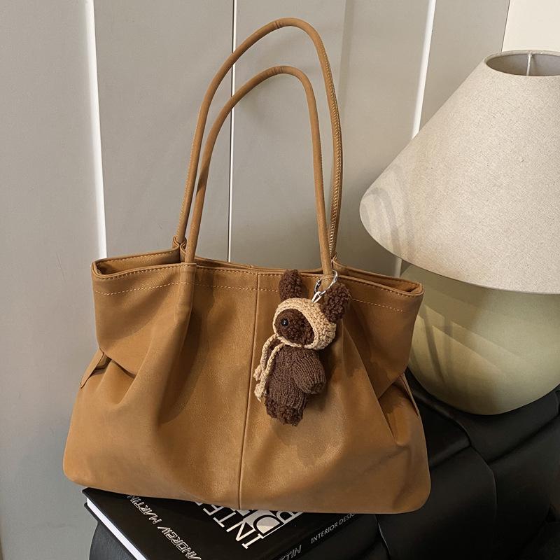 Casual Retro Matte Bag Women's 2025 New Fashion Simple Commuter Shoulder Bag Large Capacity Portable Tote Bag