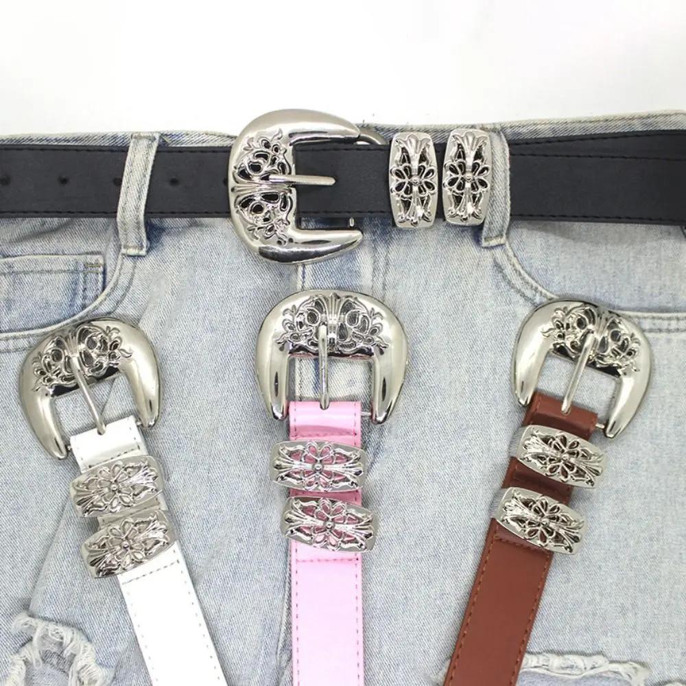 2025 New Punk Style Women's Fashion Belt Y2k Hollow Carving Cross Buckle Casual Versatile Decorative Belt Women's Accessories