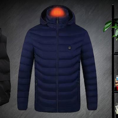 Men Heated Jacket Hooded Zip 3 Temperature Adjustable Quick Heating USB Rechargeable Body