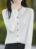 New Style Women's Autumn Wool Cardigan Sweater with Polo & Lapel Collars