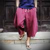 Summer Capris Men's Thin Casual Pants Loose Oversized Straight Leg Pants Cotton Linen Beach Shorts