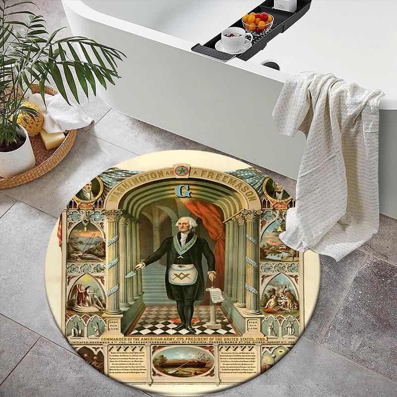 1pc Recognized Freemasonry Round carpet Painted Printed circular carpet, home door mat, outdoor travel protection carpet