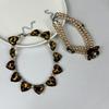 Artisanal Leopard Inspired Heart Jewelry Acrylic Pearls Chain Contemporary Design For Fashion Forward Women