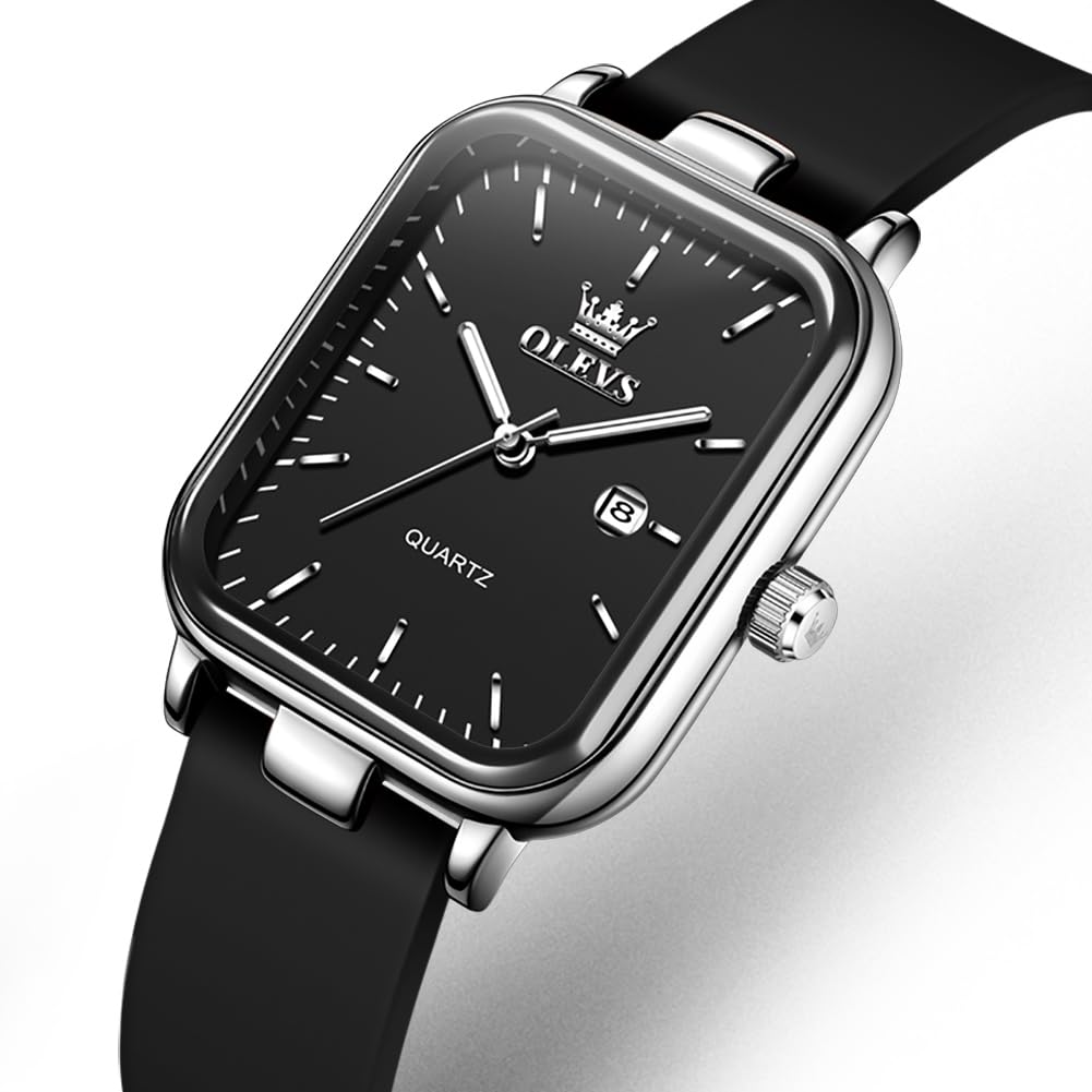 OLEVS Silicone Classic Quartz Gift for Black Women's Watch, Band, Watch, Elegant, Popular, Stylish, Women,