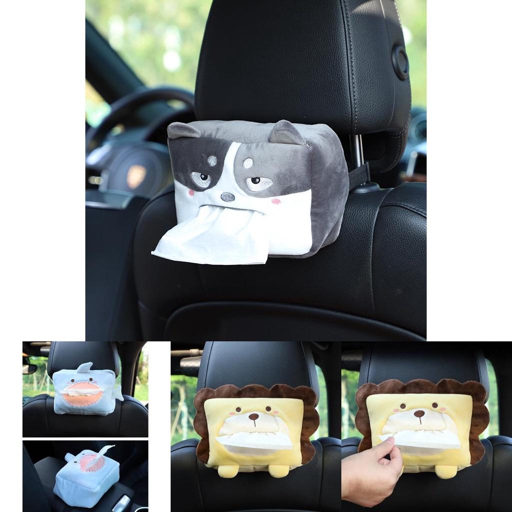 Car Tissue Box Cover Fun Cartoon Animal Design Soft Plush Material Long-lasting