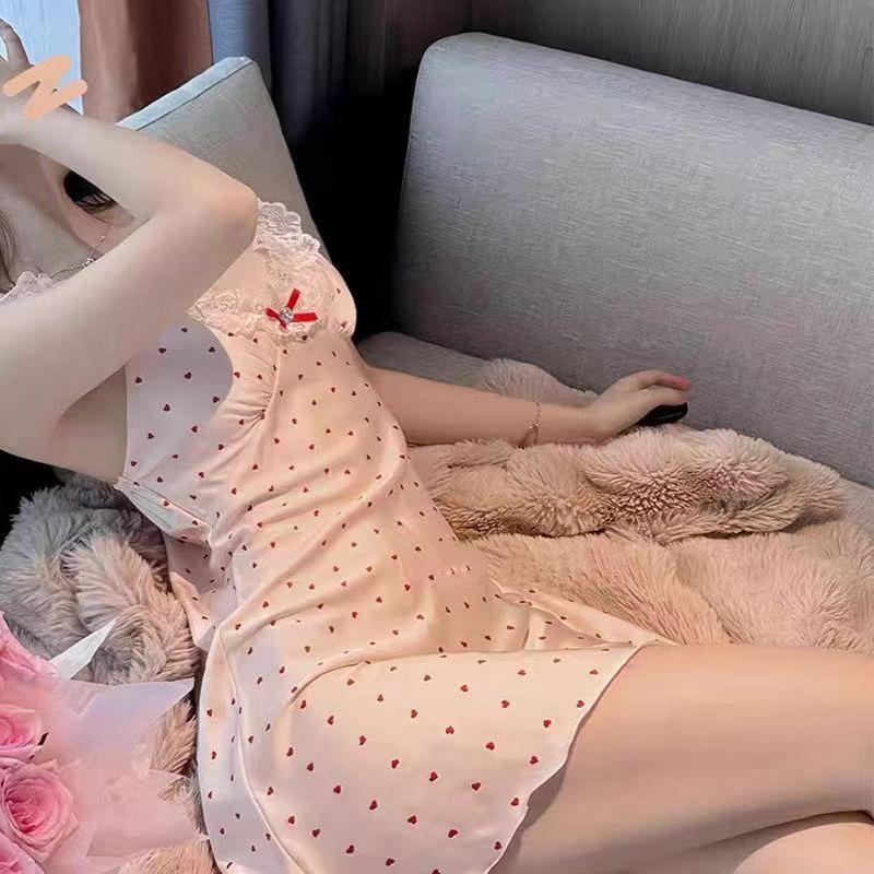 Sex Underwear Sexy Small Chest Uniform Pure Desire Wind Qqny Polka Dot Suspender Nightdress Clothes Women