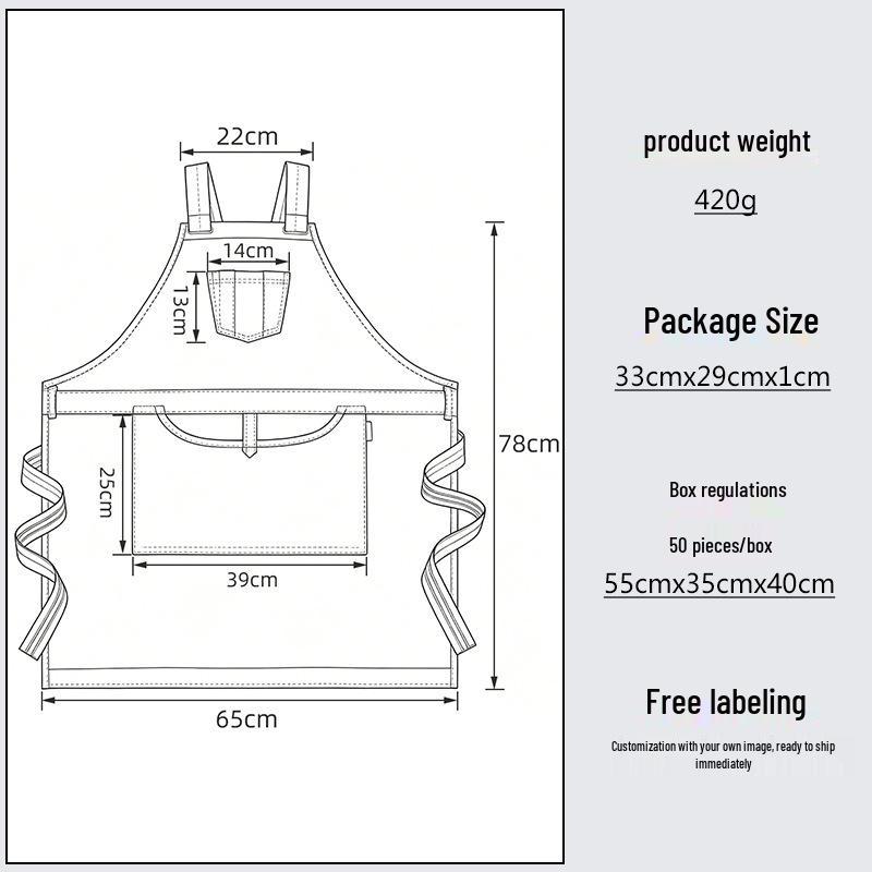 Washable Cotton Denim Apron for Catering, Painting, and Hairdressing