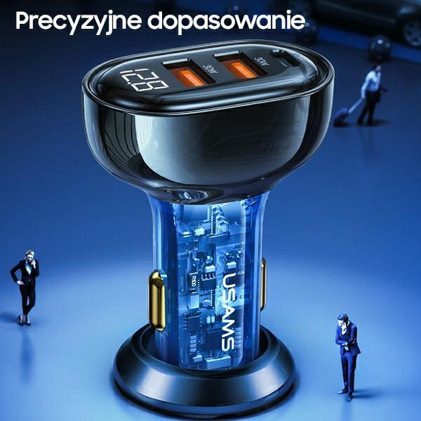 USAMS Land. Alone. 2Xusb+1Xusb-C 125Wfast Charge Transparent Blue Cc158Cc02 (Us-Cc158)
