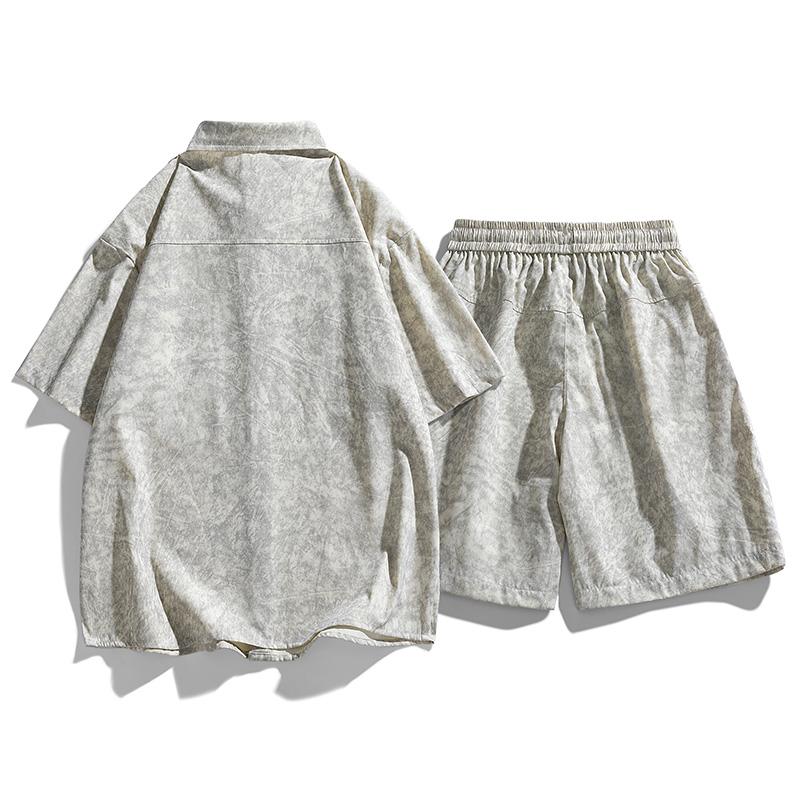 Cardigan Set Uomo Maglia Manica Corta Set Uomo Estate T-shirt Larga Set Due Pezzi