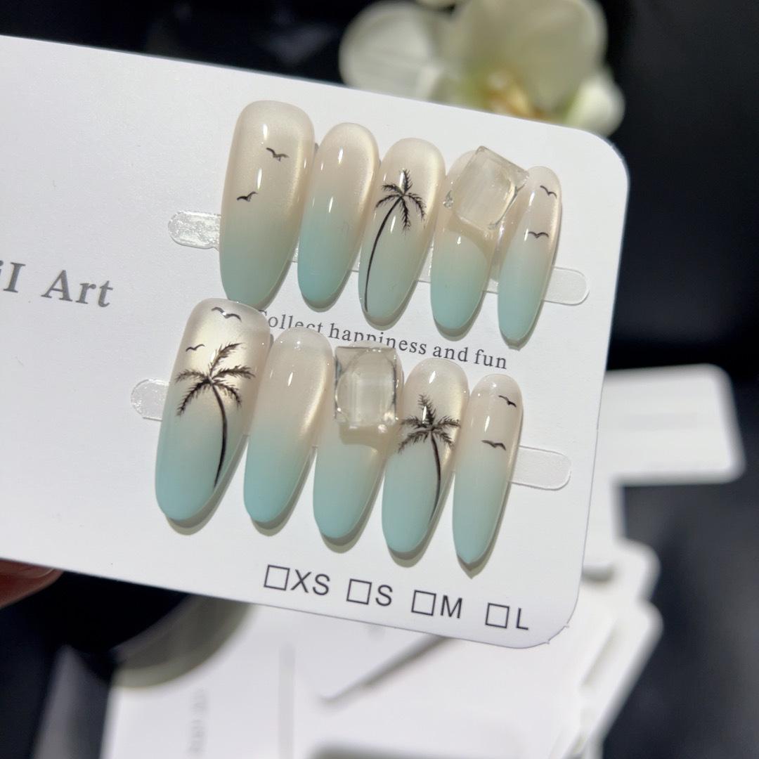 

Coconut Grove Gradient Hand-Painted Tropical Nail Patches