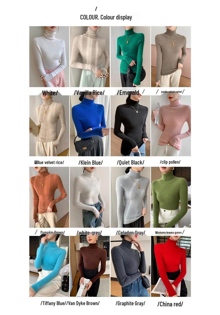 Women's Slimming Seamless High Neck Cashmere Sweater - 35% Cashmere, Perfect for Autumn/Winter