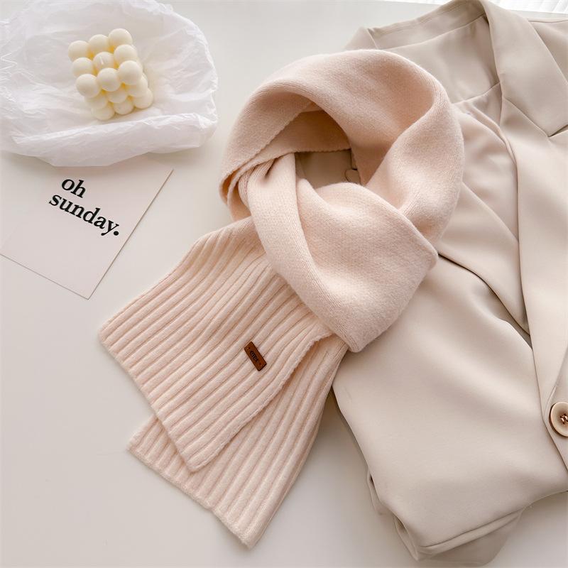 

Korean Version Of Simple Soft Waxy Knitted Wool Scarf Medium And Long Shawl Scarf Versatile Warm And Cold Autumn And Winter Women 164x20cm