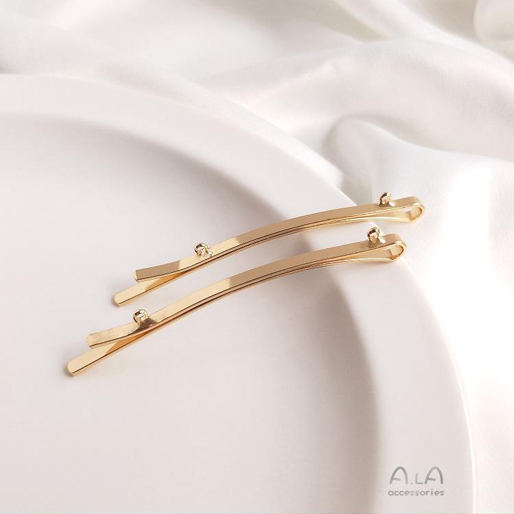 14K Gold-Plated Color-Retaining Wavy Hair Clip with Double Hanging Rings