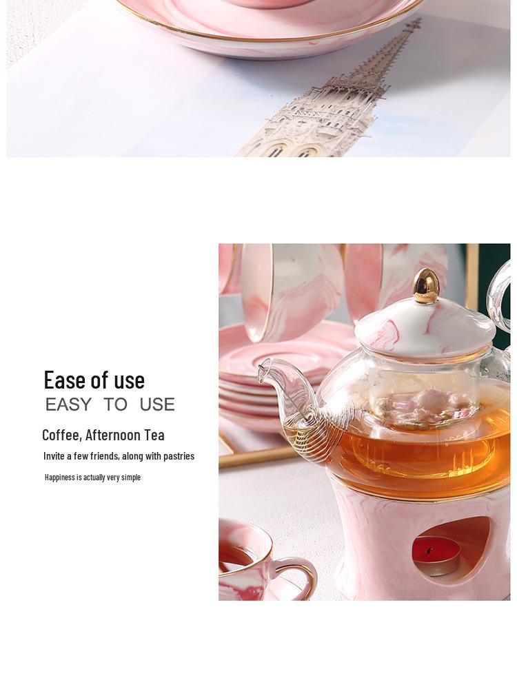 Elegant Nordic Flower Tea Set with Wax Heater