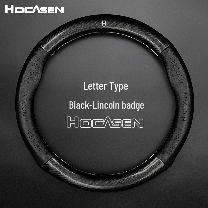 Lincoln Genuine Leather Steering Wheel Cover for MKZ, MKC, MKT - All-Season, Universal Fit
