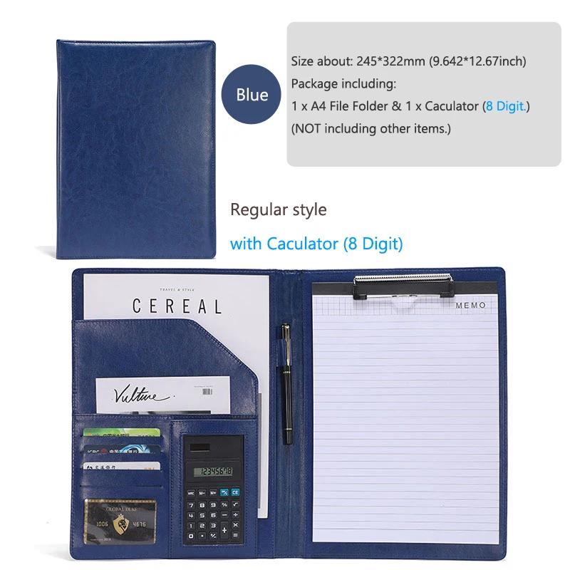 A4 Padfolio Man PU Padfolio File Folder Portfolio Business Document Holder Metal Clipboard Pad Document Organizer Holder Office