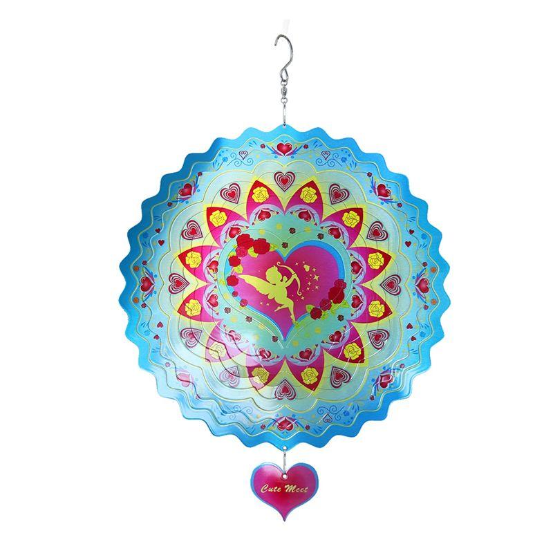 

AEE4-Wind Spinner Hanging, 12 Inch 3D Wind Sculpture Stainless Steel Wind Catchers For Outdoor Garden Yard Crafts Ornaments синий
