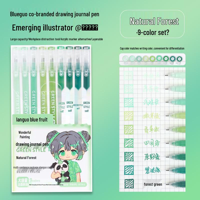 Blue Fruit Morandi 36-Color Gel Pens: Large Capacity Journaling & Drawing Set