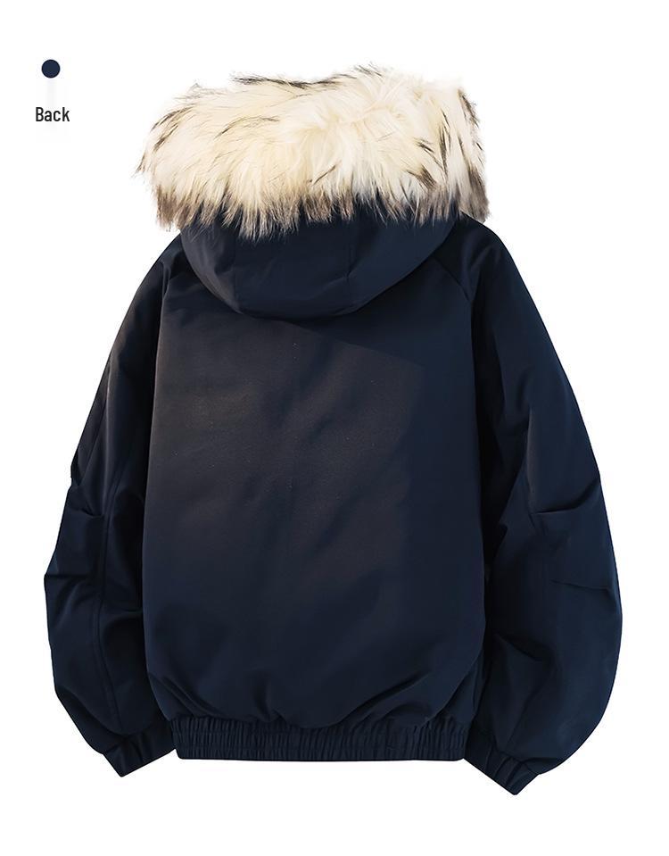 Unisex High-End Winter Trench Coat with Fur Collar, Casual Trendy Thickened Down Jacket
