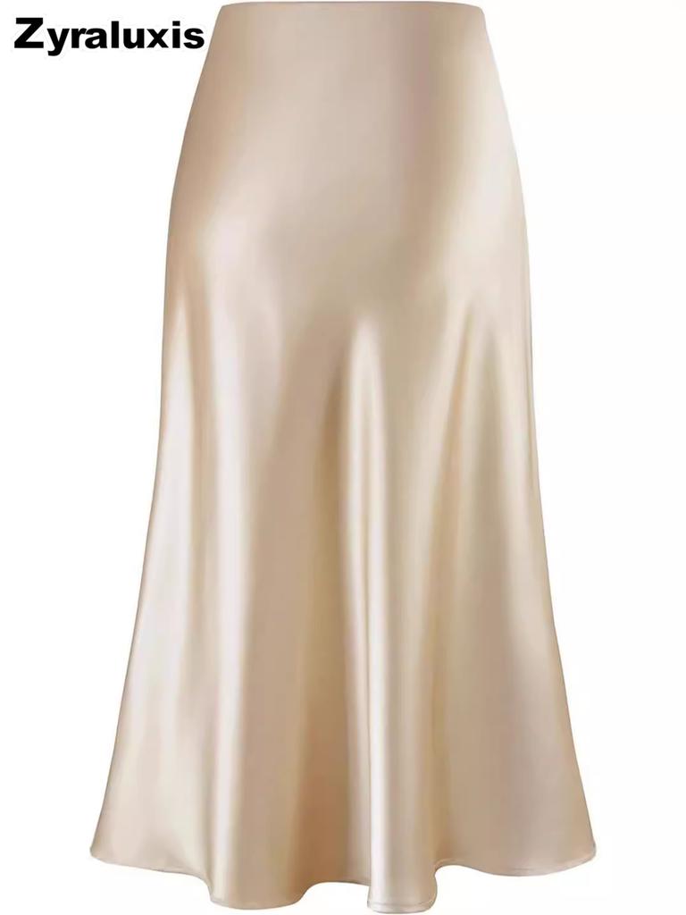 Summer High Waist Fishtail Satin Wrap Pencil Skirt