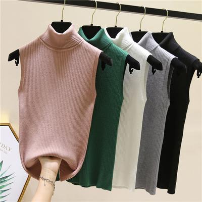 Ärmellose, warme Rollkragenweste für Damen im Herbst und Winter mit kleinem Anzug, hochelastischem Strickpullover und Hemdoberteil mit innerer Unterlage
