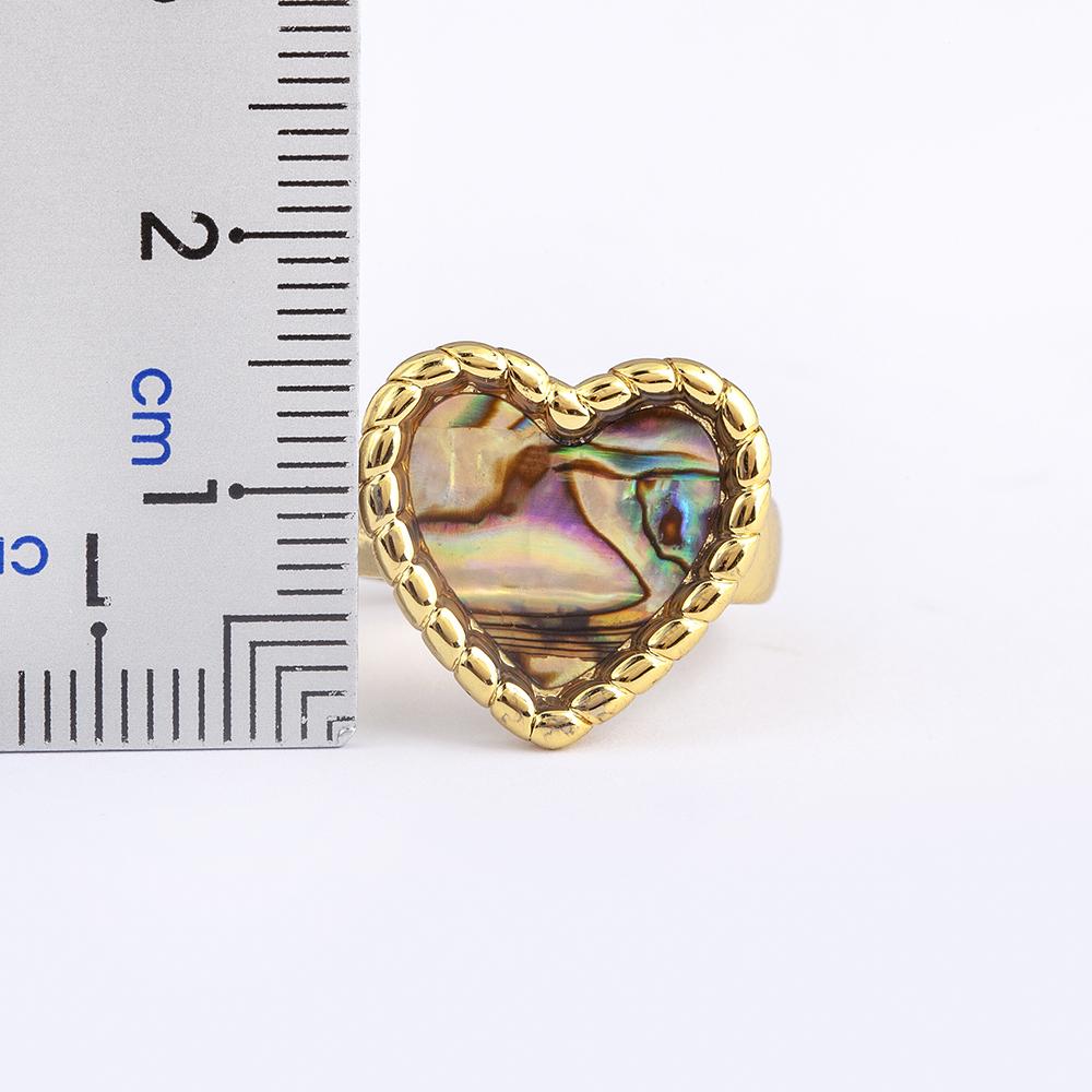 Nidin Daily Versatile Delicate Sweet Romantic Heart-shaped Natural Stone Adjustable Open Ring 5 Colors Fashion Party Jewelry