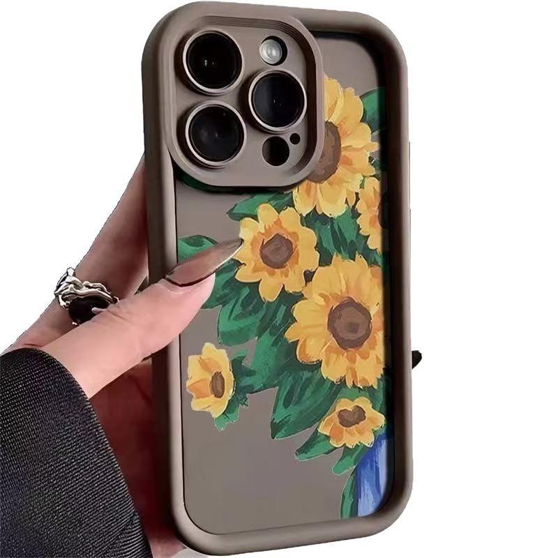 Sunflower for iphone16pro mobile phone case Apple 15 women 14 Japan and Korea 13promax new 12 oil paintings x