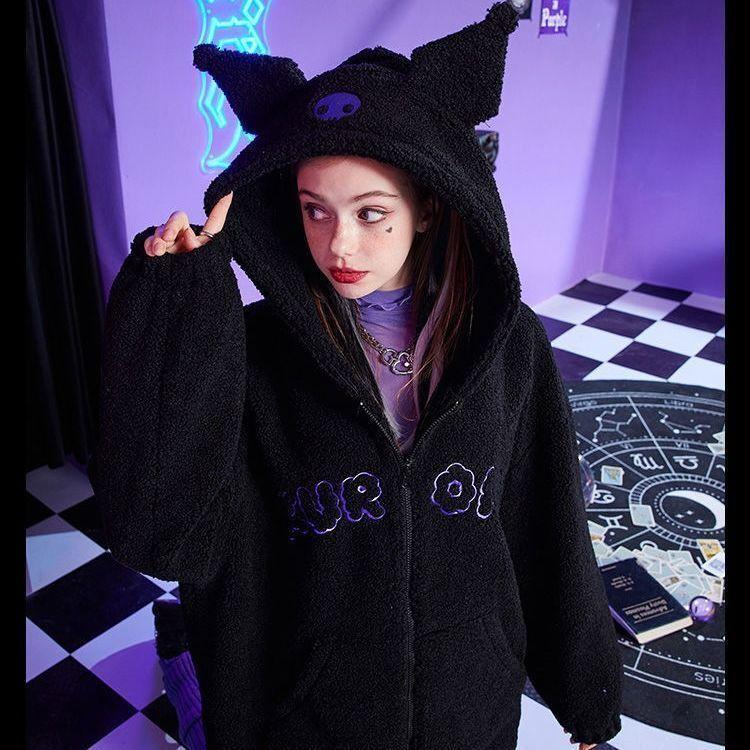 New Zipper Hooded Jackets for Women Y2k Trendy Embroided Coat Autumn Winter Thick Outwear Clothes