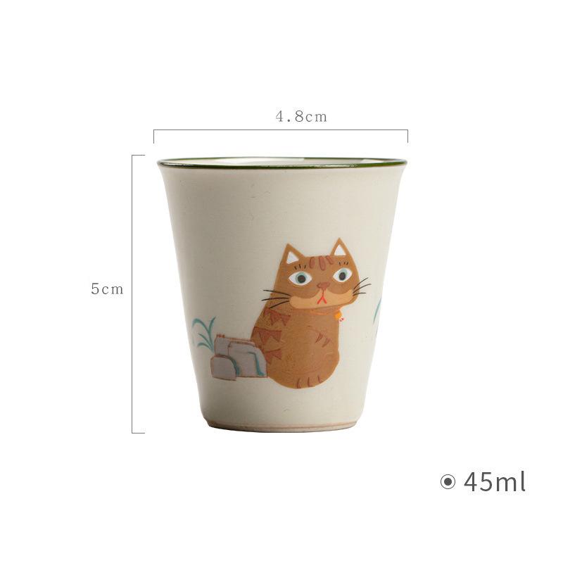 45ML Ceramic Mini Espresso Cups Cartoon Cute Cat Espresso Mugs Porcelain Coffee Mugs Demitasse Cups Tea Cups Handmade