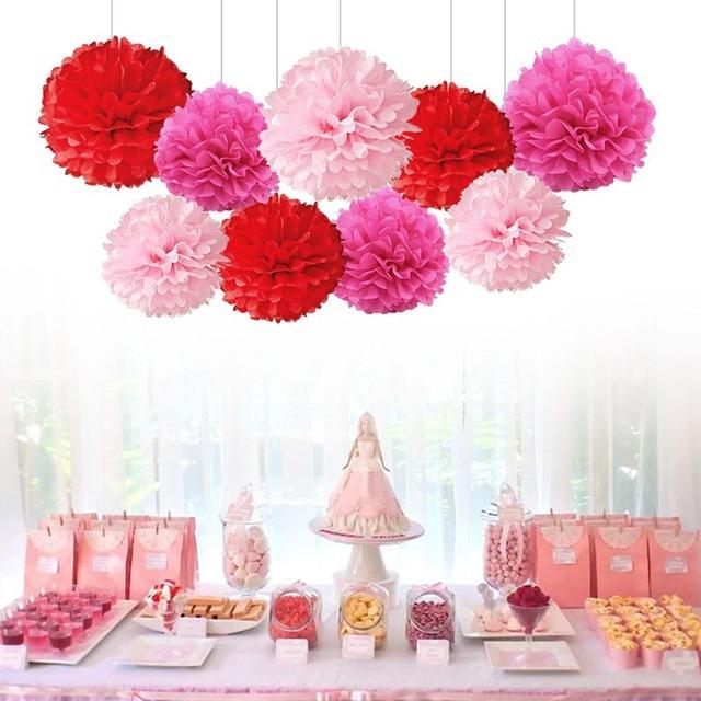 9pcs, Paper Pom Poms Flowers For Christmas, Halloween, Wedding, Bridal Shower, Birthday, Bachelorette Party Decor Supplies